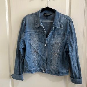 Womens Christine Alexander XL jean jacket with rhinestones